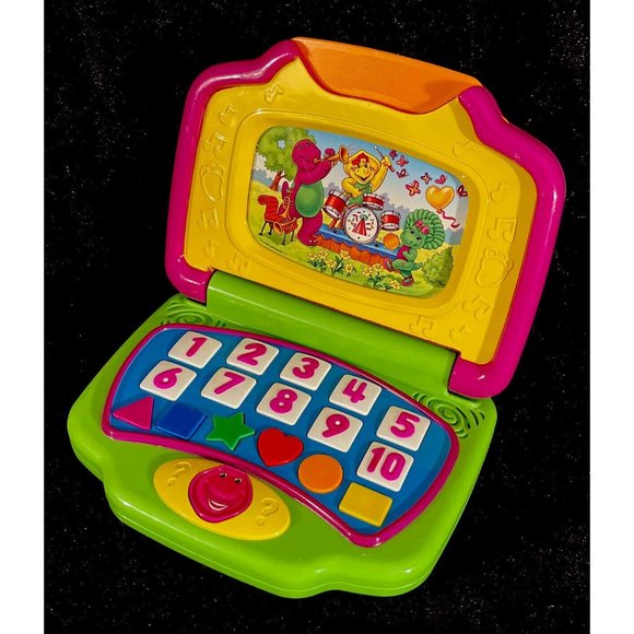 Barney Dinosaur Interactive Laptop Computer 2002 Mattel VINTAGE (2 Cards) Works - Picture 11 of 12